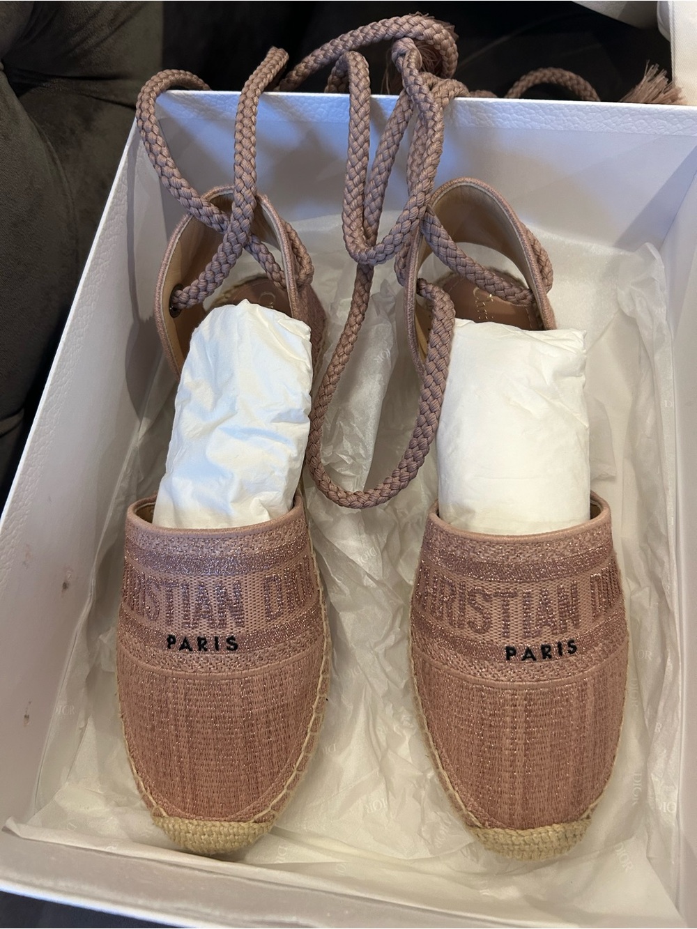 Christian Dior Granville Espadrille Sandals – Rose Gold
